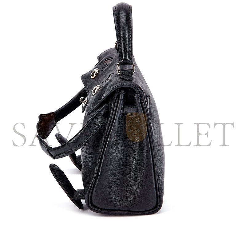 H**mes MASTER LIMITED EDITION BLACK AND CHOCOLAT GULLIVER QUELLE IDOLE KELLY DOLL PALLADIUM HARDWARE 2000 (16*12*7cm)